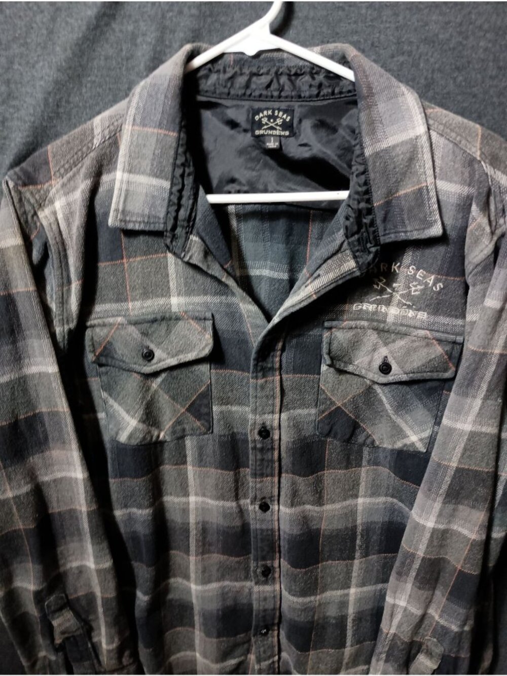 Dark Seas Grundens Plaid Flannel Shirt Mens Large Gorpcore Workwear Hiking